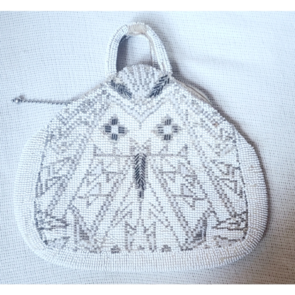 1920s-30s glass beaded finger tip evening bag
